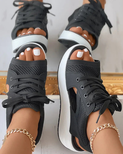 Sandales compensées femme | à lacets