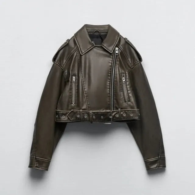 Veste d'hiver courte motard pour femmes | Courte