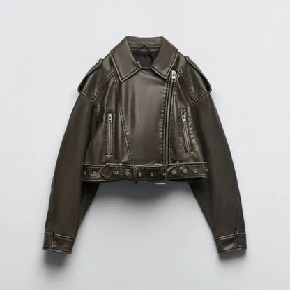 Veste d'hiver courte motard pour femmes | Courte