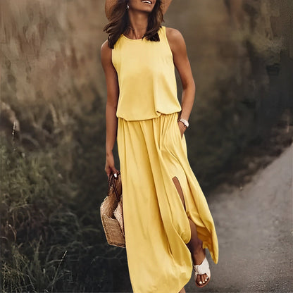 Damen Sommerkleid mit Seitenschlitz | Maxi