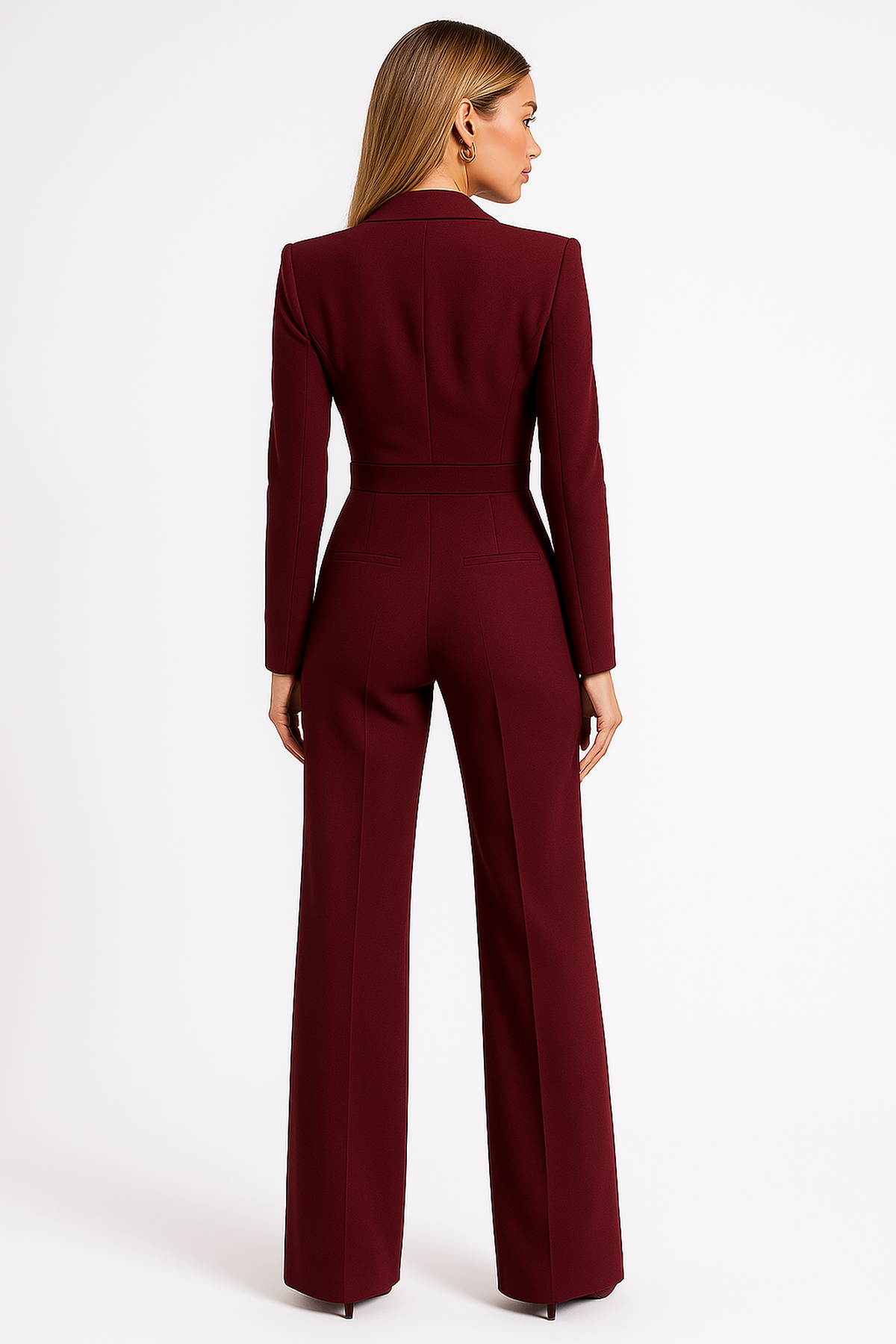 Combinaison formelle col revers jambes larges femme | Manches longues
