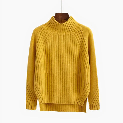 Pull à col roulé en maille long femme | Chaud