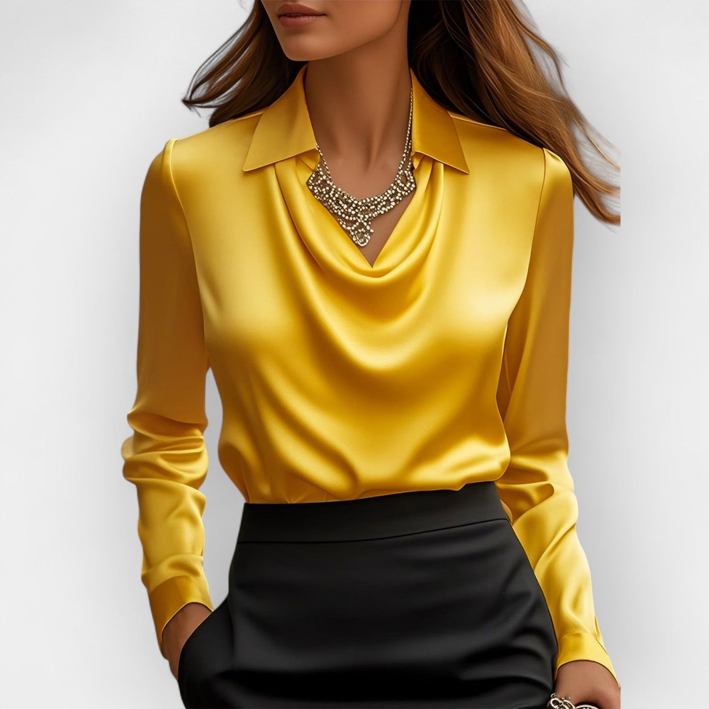 Blouse satinée élégante avec paillettes pour femme