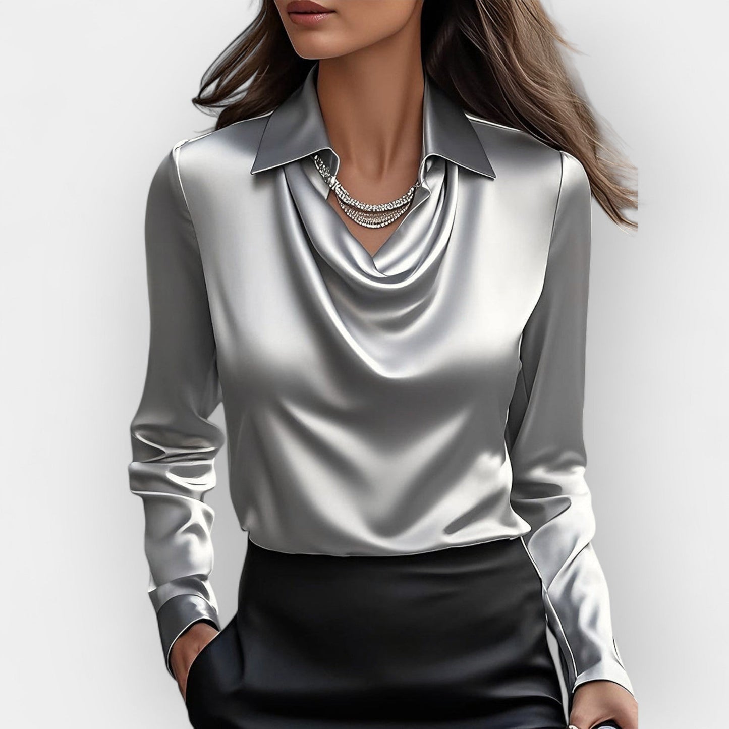 Blouse satinée élégante avec paillettes pour femme