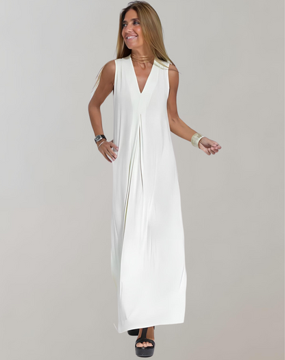 Robe maxi sans manches à col en V pour femme | Été