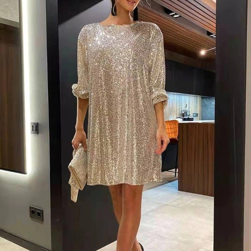 Robe mini femme festive | manches longues