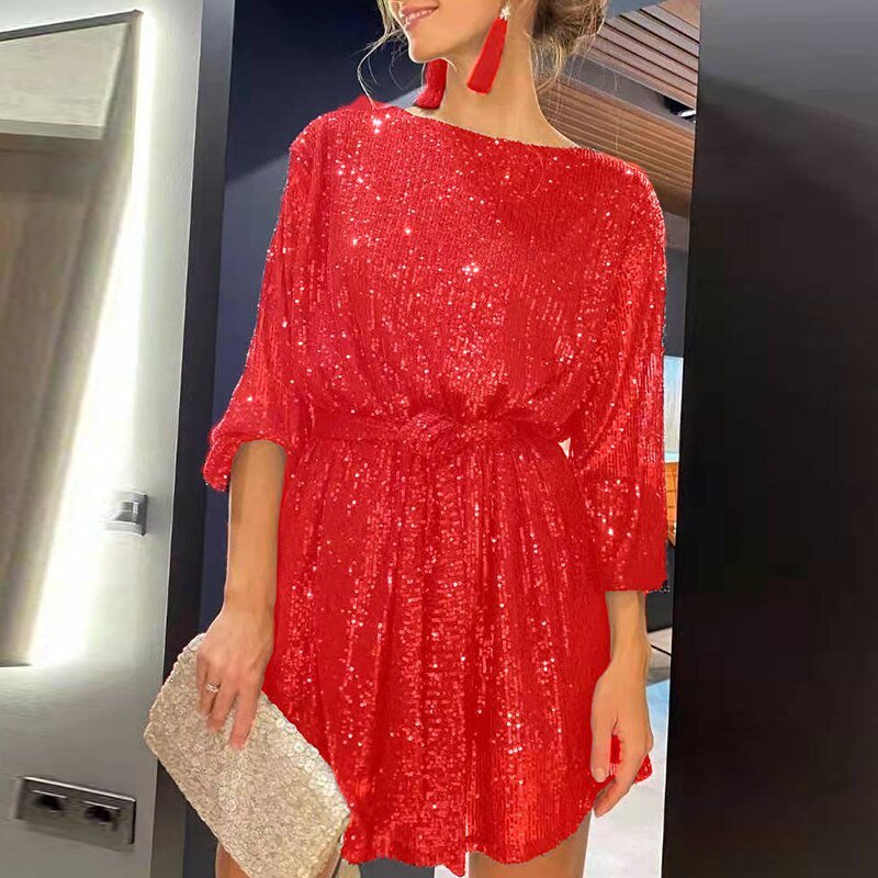 Robe mini femme festive | manches longues