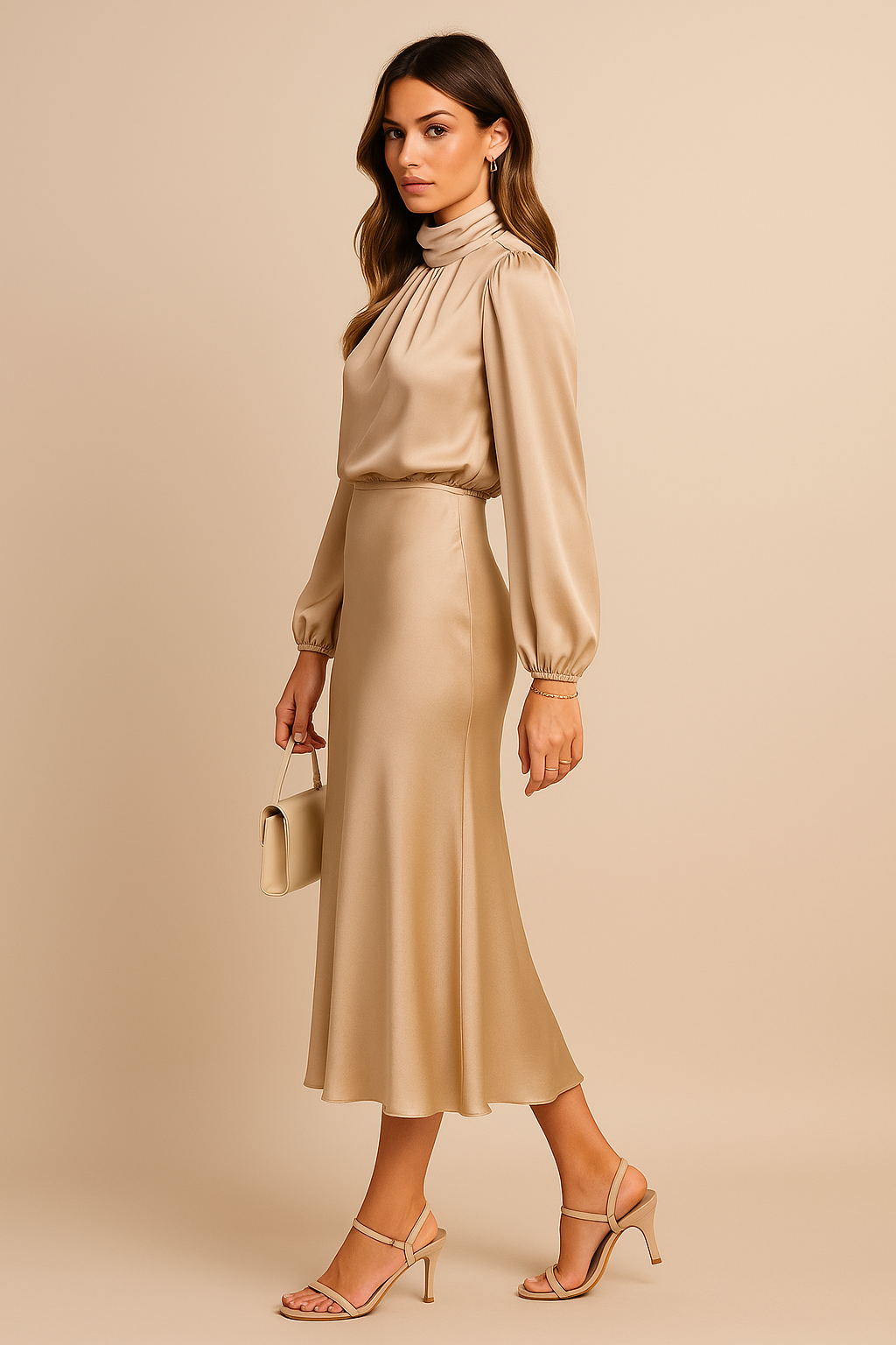 Robe de soirée midi femme | manches longues