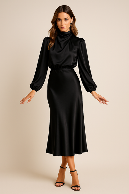 Robe de soirée midi femme | manches longues