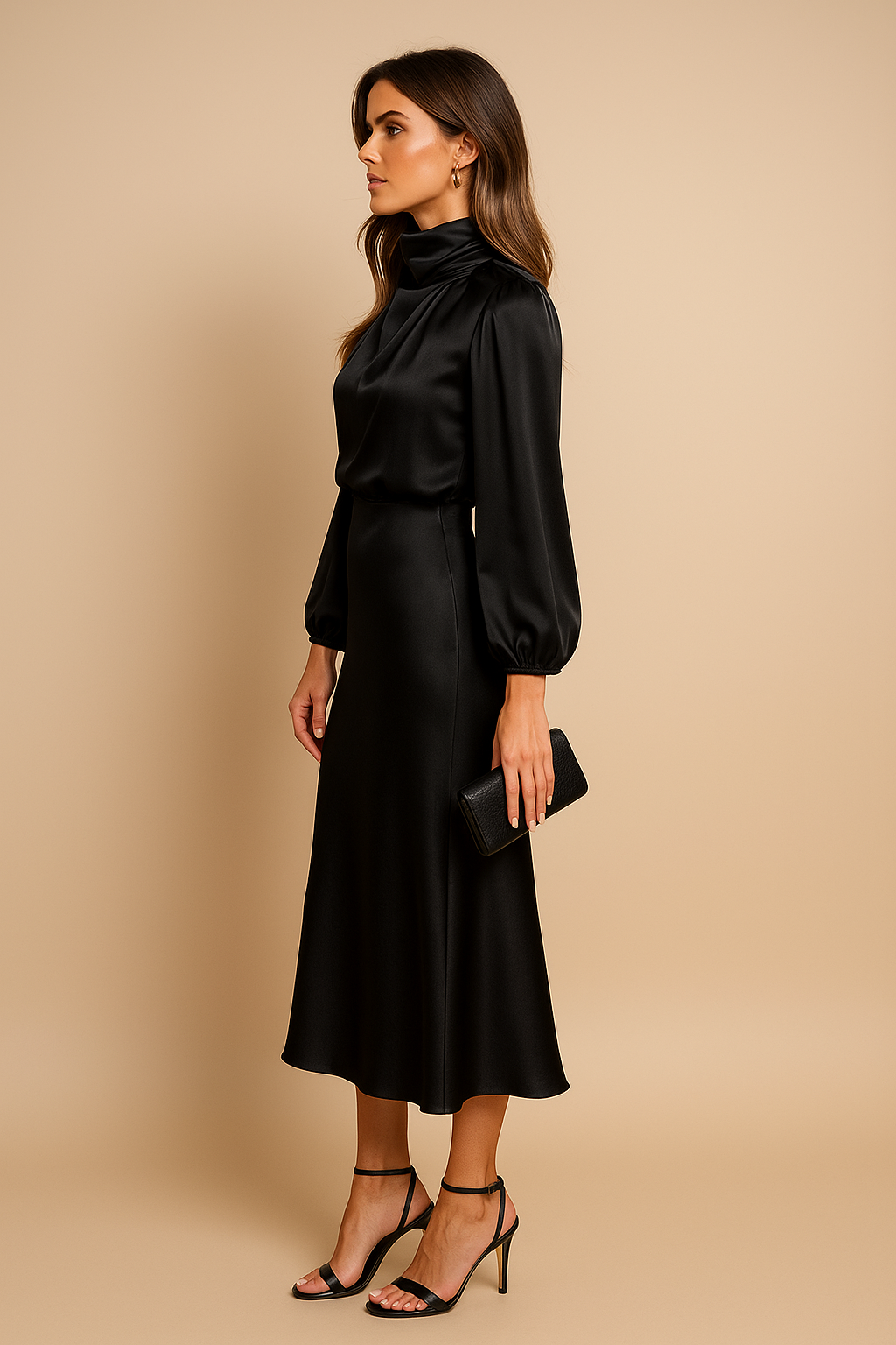 Robe de soirée midi femme | manches longues