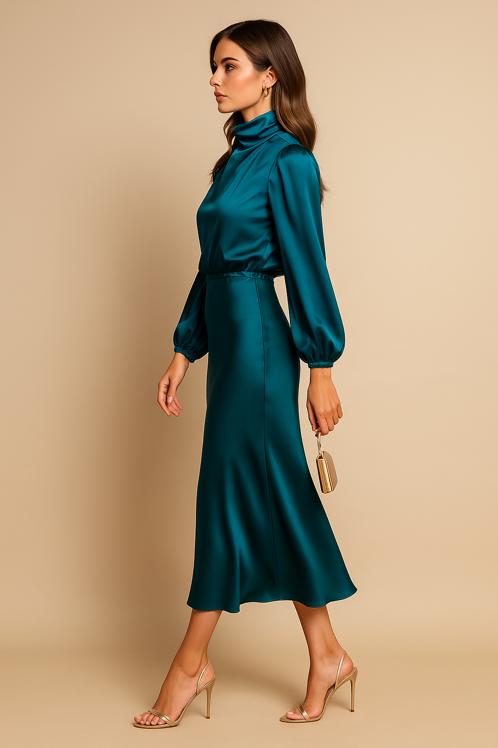 Robe de soirée midi femme | manches longues