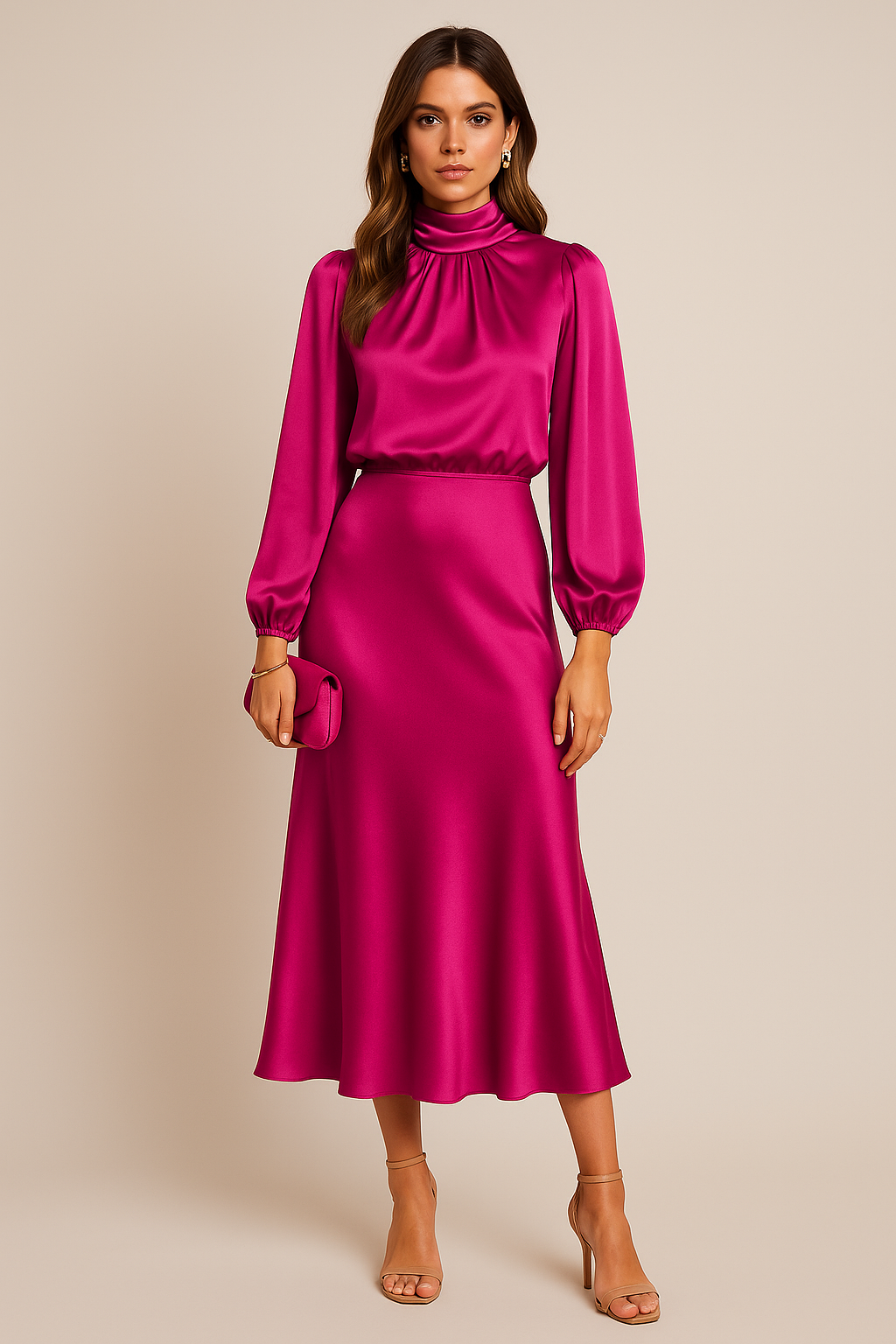 Robe de soirée midi femme | manches longues