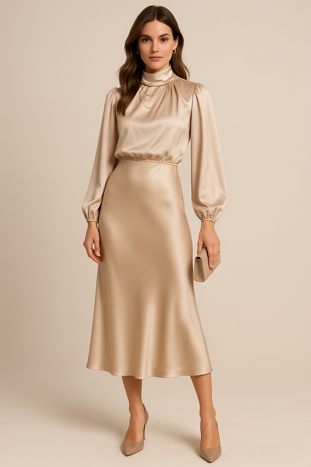 Robe de soirée midi femme | manches longues