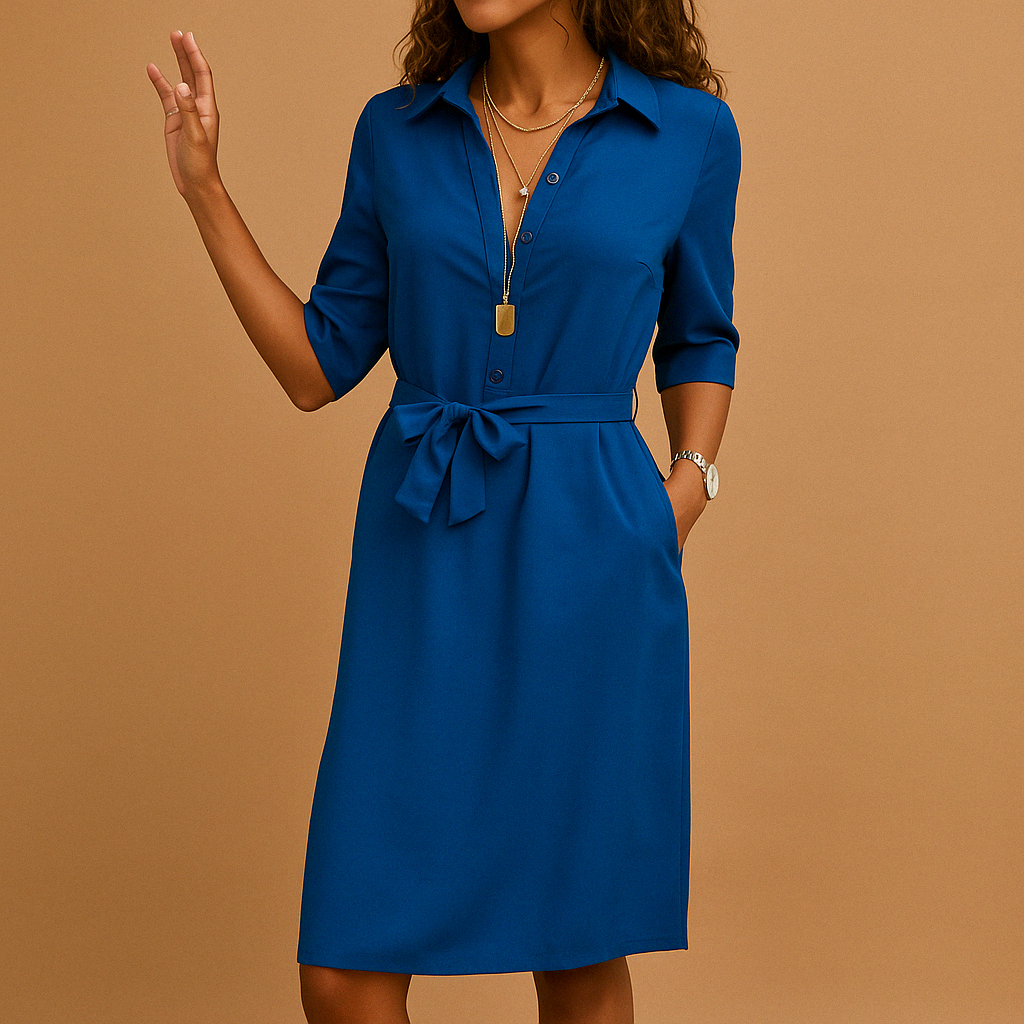 Robe blouse midi femme | avec ceinture à nouer