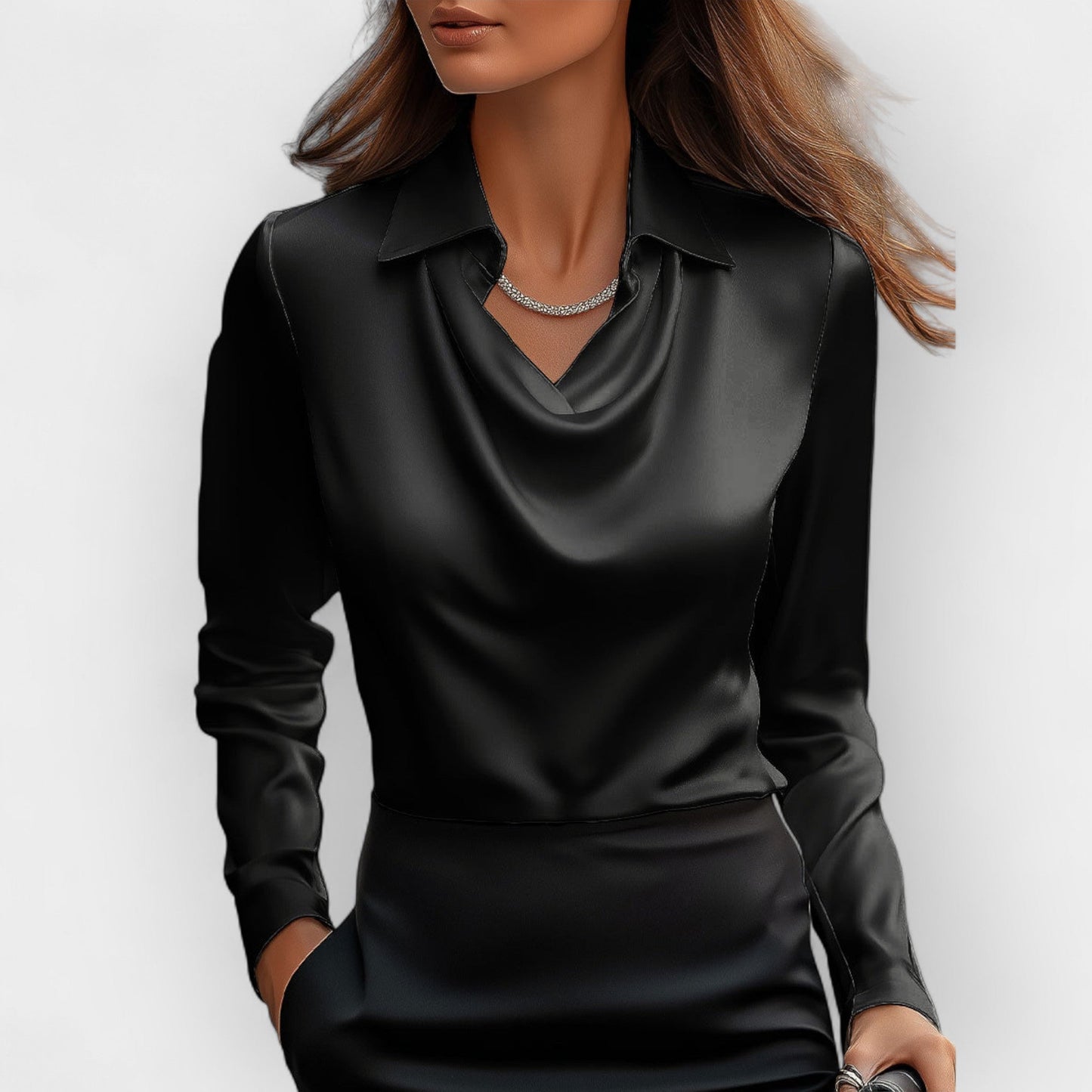 Blouse satinée élégante avec paillettes pour femme