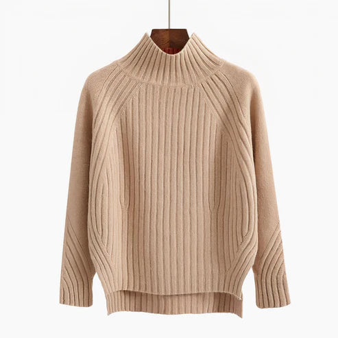 Pull à col roulé en maille long femme | Chaud