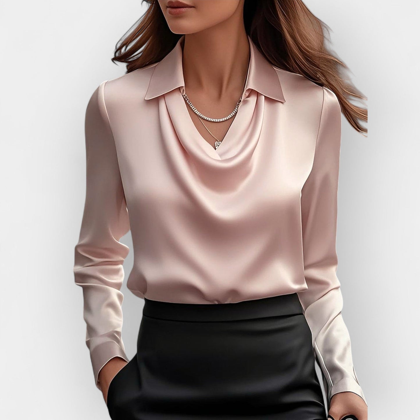 Blouse satinée élégante avec paillettes pour femme