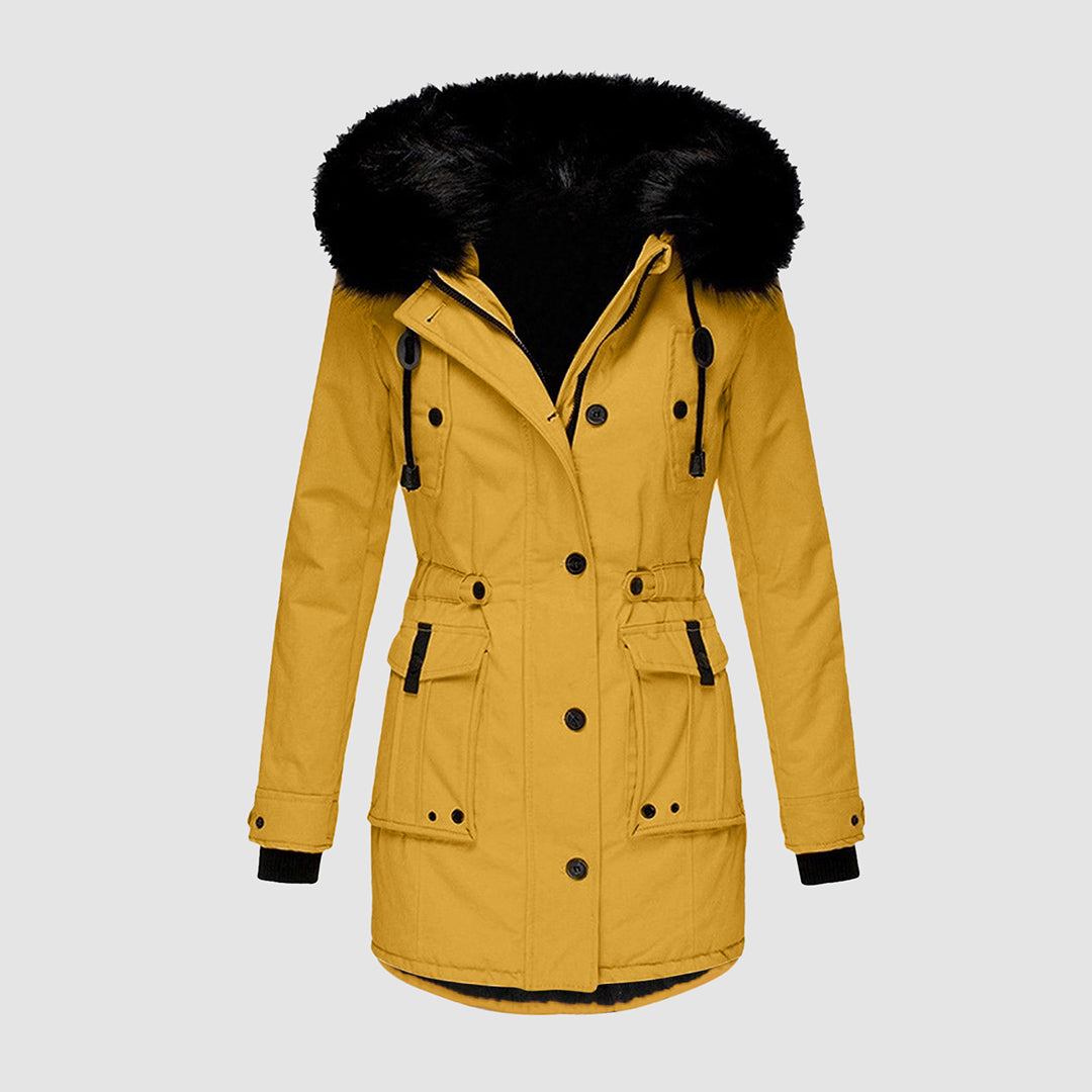 Damen Lange Winterjacke | Mit Kunstfellbesatz