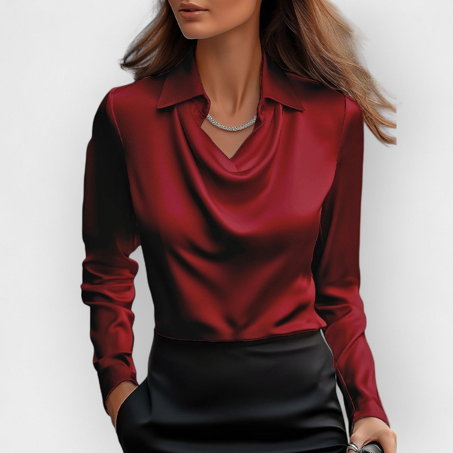 Blouse satinée élégante avec paillettes pour femme
