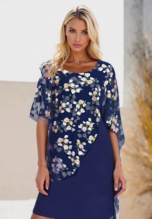 Women's Floral Pattern Pencil Dress | Crew Neck