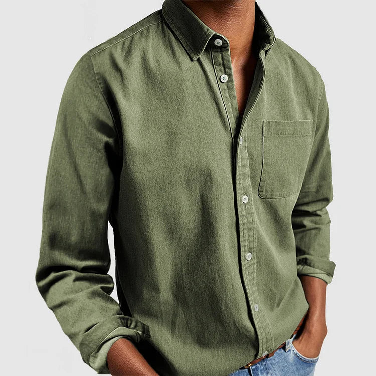 Chemise décontractée à boutons avec poche poitrine pour hommes