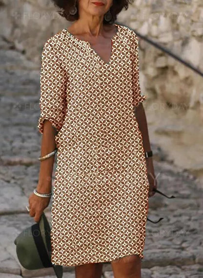 Robe d'été décontractée à manches 3/4 pour femmes | Mini