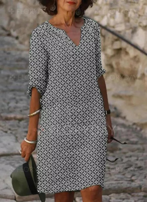Robe d'été décontractée à manches 3/4 pour femmes | Mini