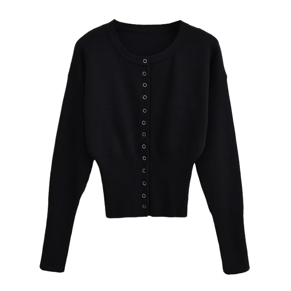 Cardigan tricoté à boutons et manches longues pour femmes - Claudia