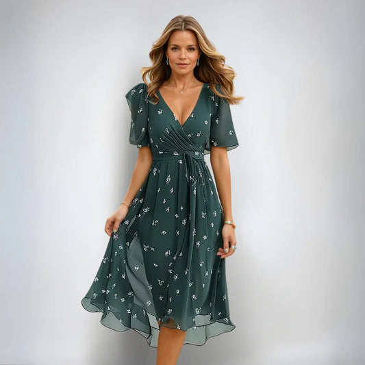 Robe d'été à fleurs et manches courtes pour femmes | Midi