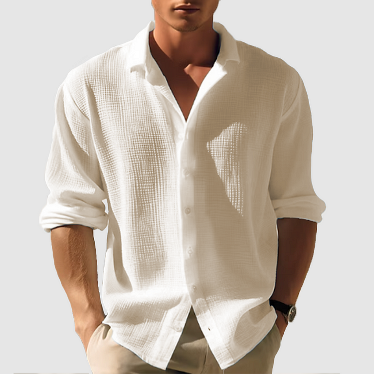 Camicia a maglia waffle a manica lunga da uomo | Casual