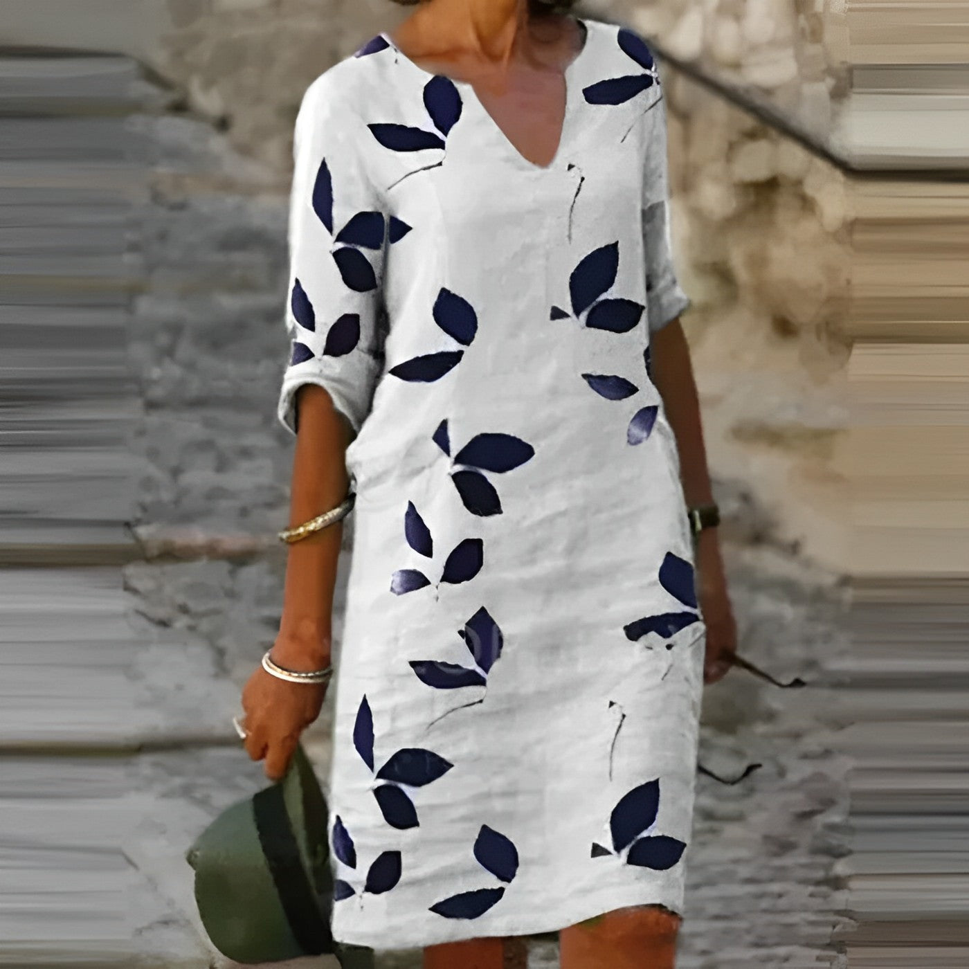 Vestido de verano casual con estampado de hojas para mujer | Mini