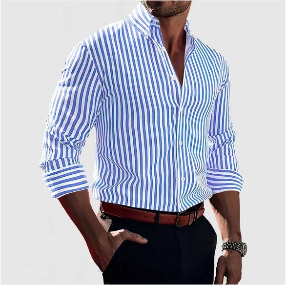 Chemise rayée manches longues homme | Décontractée