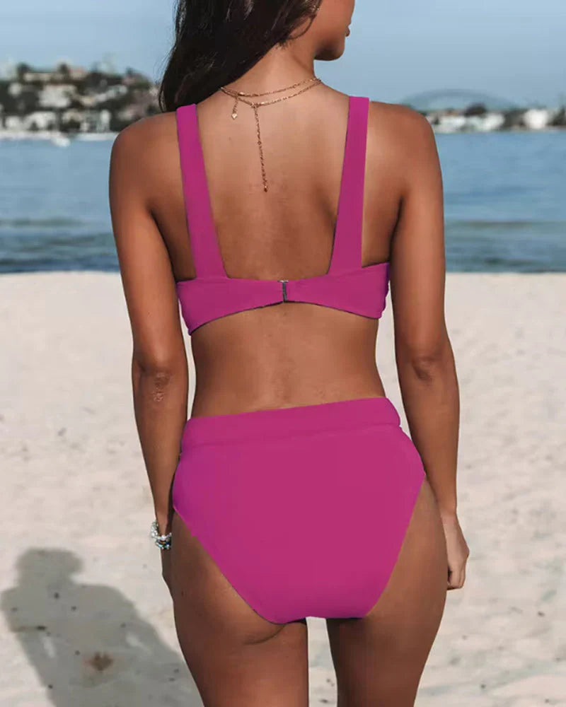 Ensemble bikini taille haute cintrée pour femmes | Été