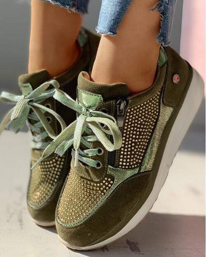 Baskets à plateforme à la mode pour femmes | avec lacets et fermeture éclair