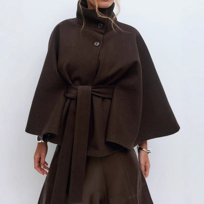 Manteau cape ceinturé à col montant pour femmes - Iolanda