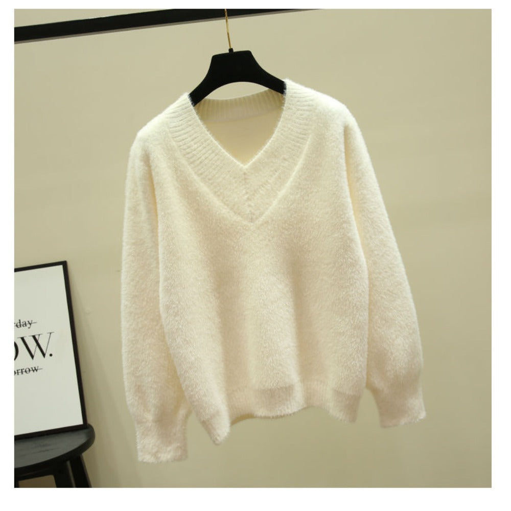 Maglione da donna con scollo a V e maniche lunghe – Rina