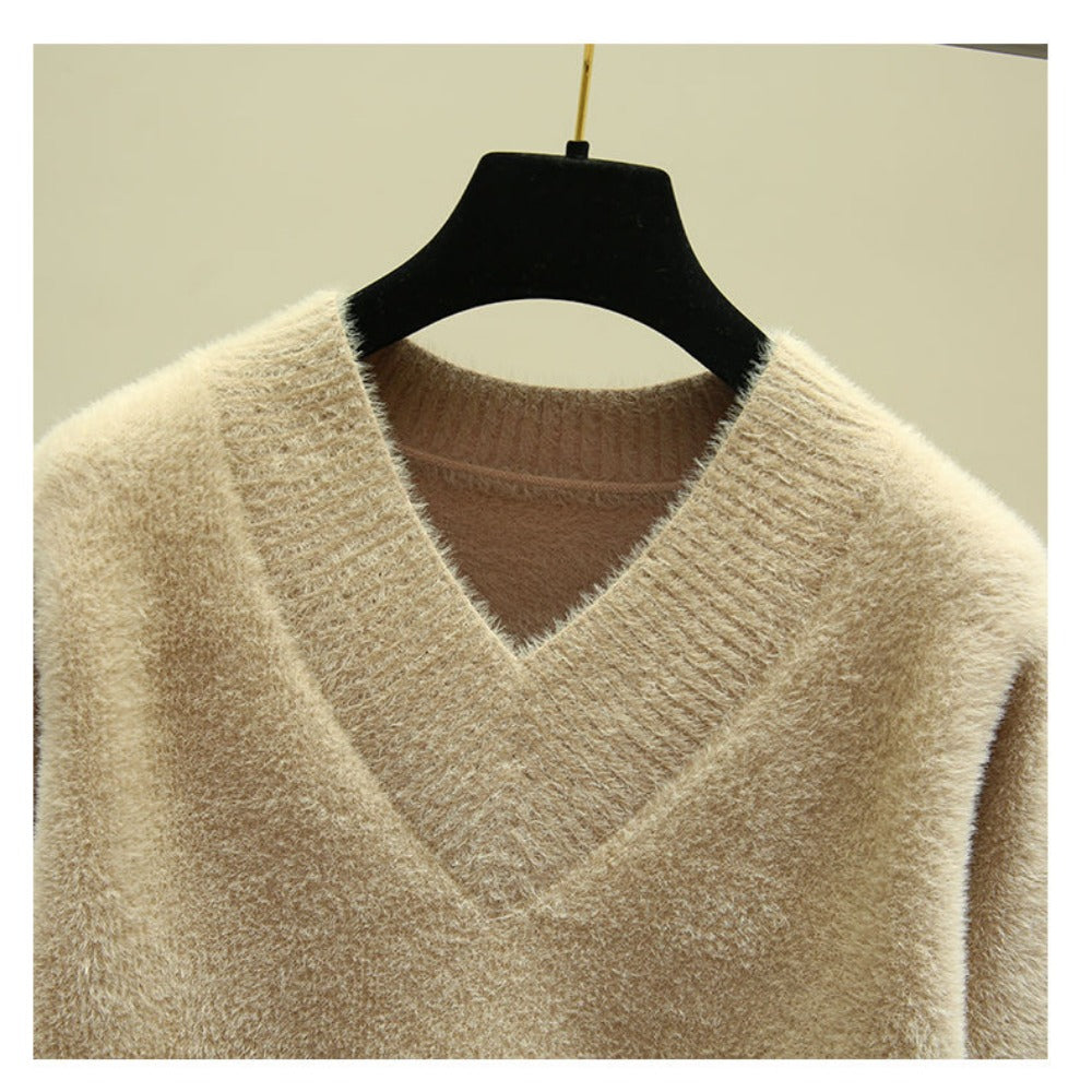 Maglione da donna con scollo a V e maniche lunghe – Rina