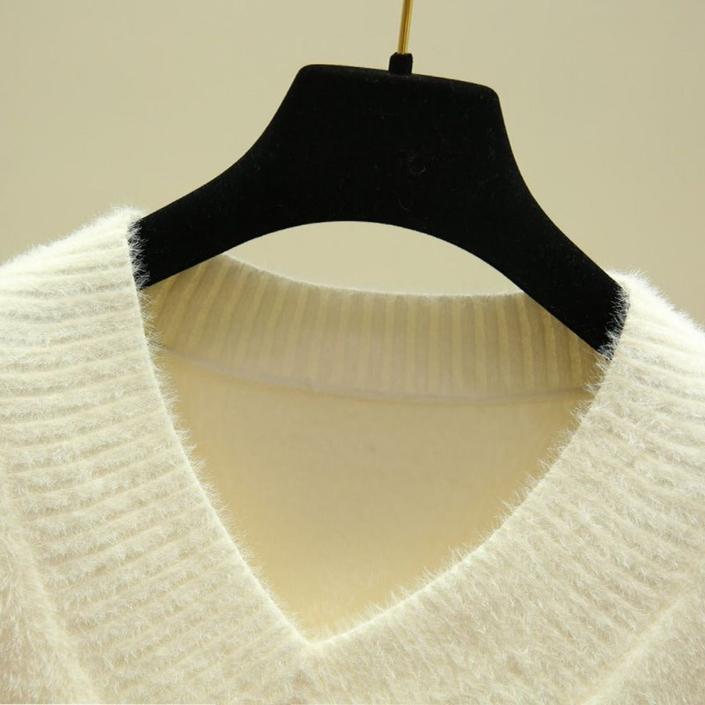 Maglione da donna con scollo a V e maniche lunghe – Rina