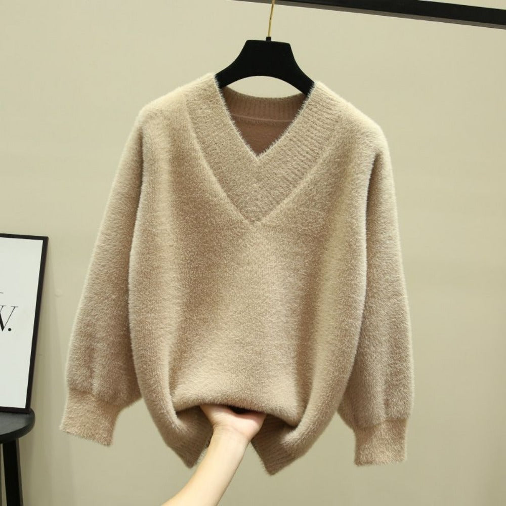 Maglione da donna con scollo a V e maniche lunghe – Rina