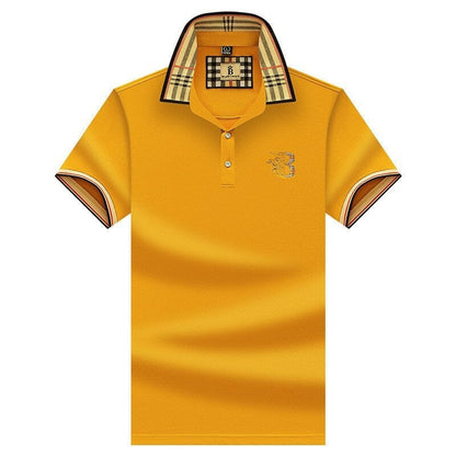 Polo business décontracté manches courtes à carreaux pour hommes