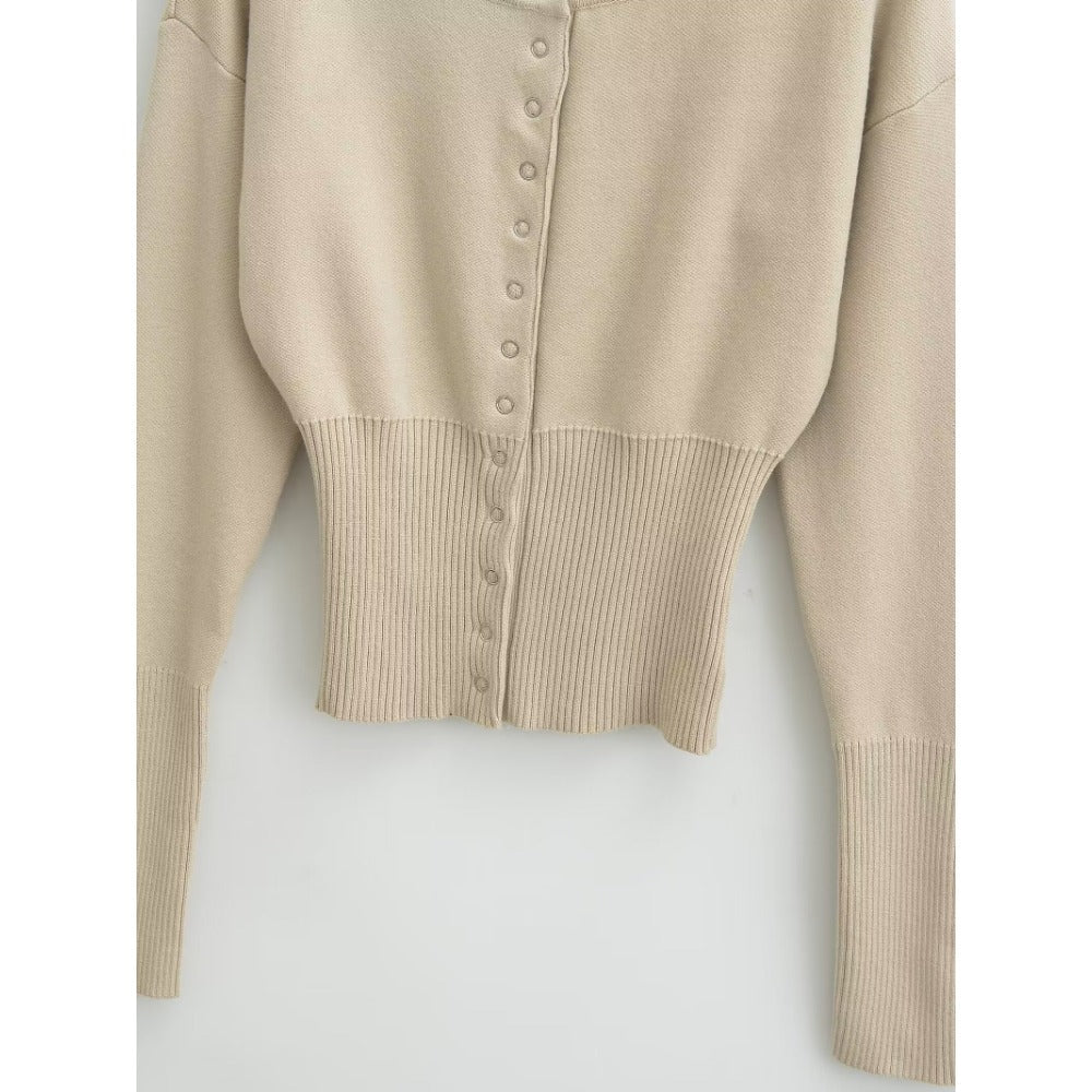 Cardigan tricoté à boutons et manches longues pour femmes - Claudia