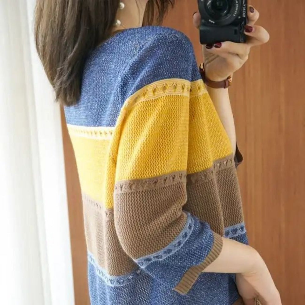 Pull tricoté color block pour femmes – Alfonsina