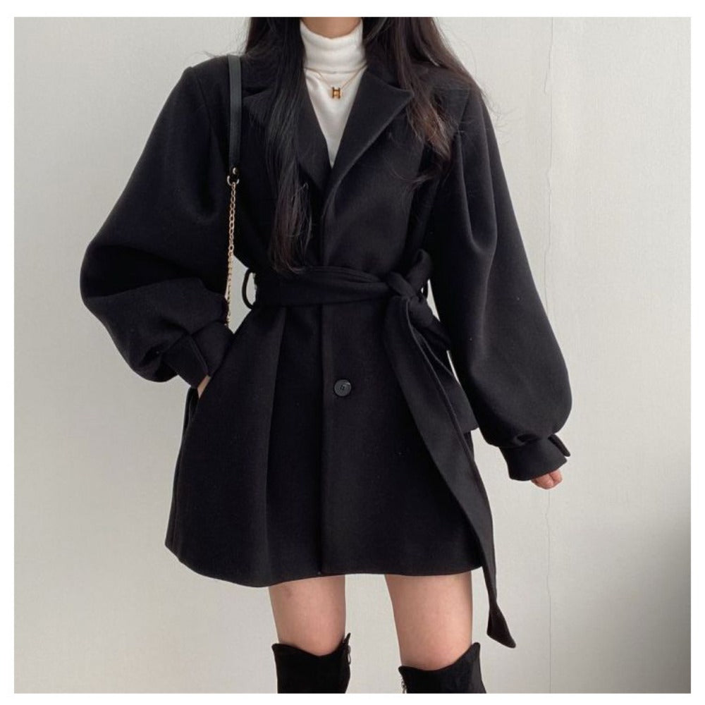Manteau ceinturé à manches longues pour femmes - Marilena