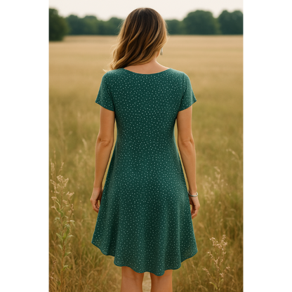 Robe d'été à manches courtes et col rond pour femmes | Midi