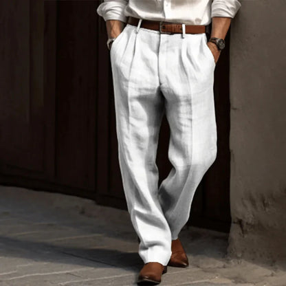 Pantalon en lin décontracté pour hommes | Coupe droite