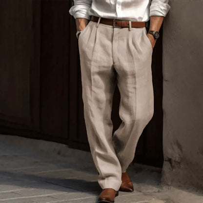Pantalon en lin décontracté pour hommes | Coupe droite