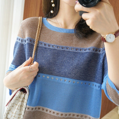 Pull tricoté color block pour femmes – Alfonsina
