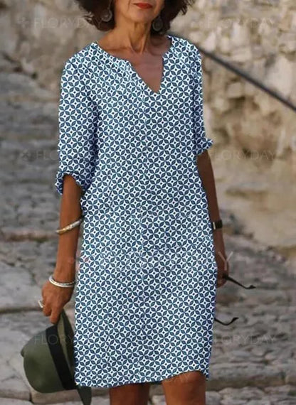 Robe d'été décontractée à manches 3/4 pour femmes | Mini