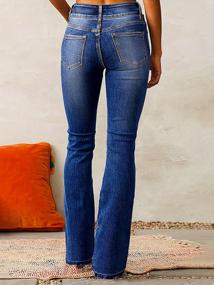 Jean évasé taille haute femme | Fermeture double bouton