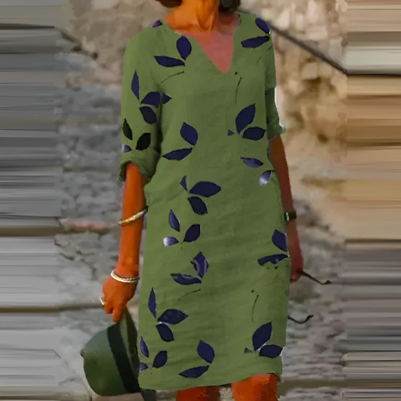 Vestido de verano casual con estampado de hojas para mujer | Mini
